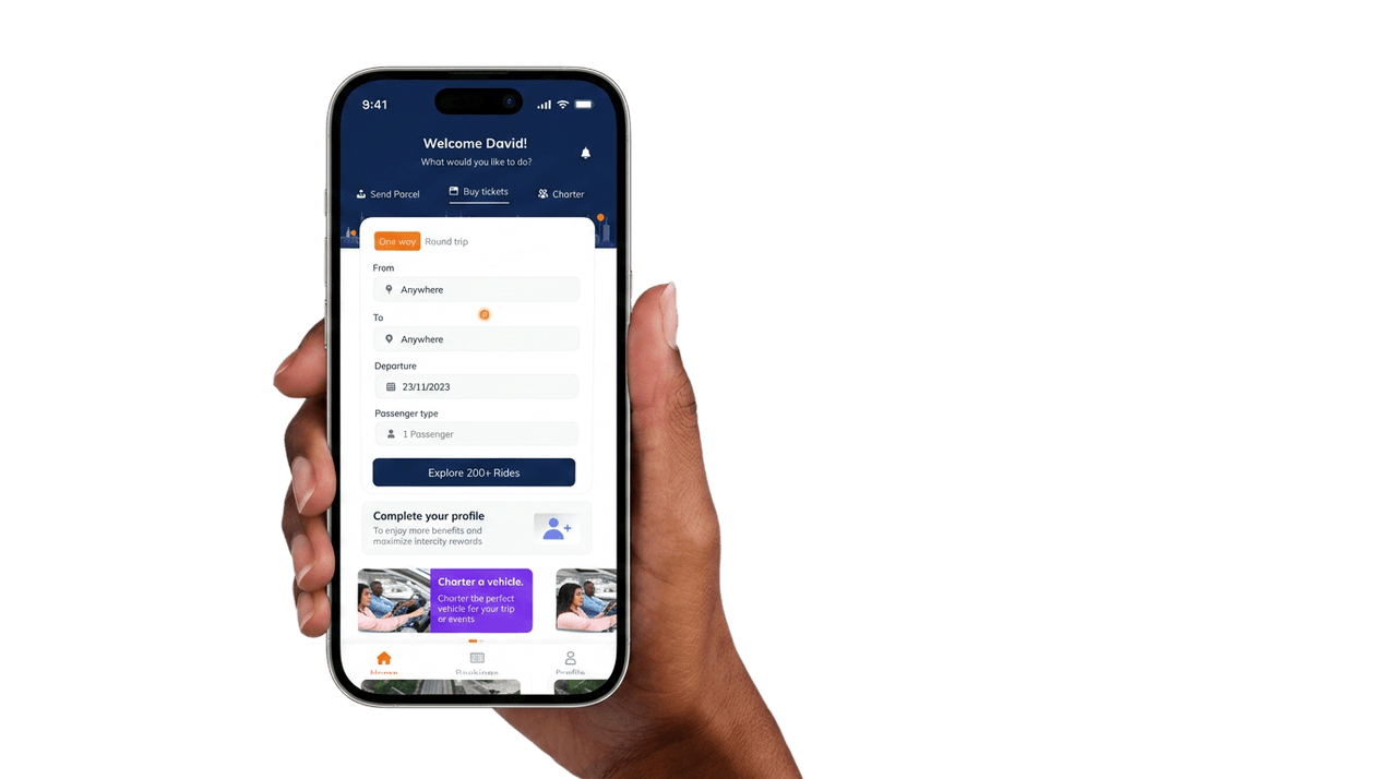 Intercity app on a phone